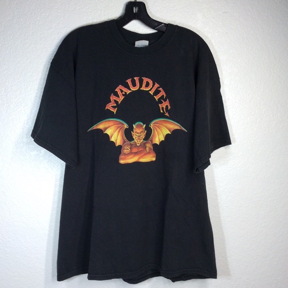 Vintage Maudite T-shirt Alternative Gothic Grunge Beer Company Black Tee - Picture 1 of 5